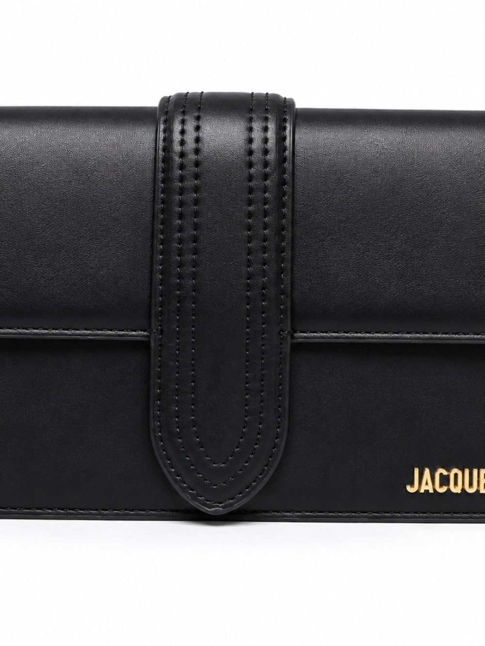 Jacquemus Black Leather Strap Wallet Clutch with Gold Logo - Picture 1 of 3